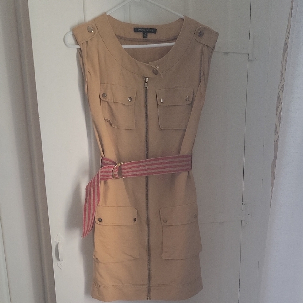Banana Republic Tan Sheath Dress Sleeveless Scoop Neck